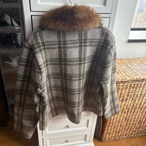 Zara Knit Cardigan Jacket with Faux Fur Collar Front Pockets Size XL NWT - Picture 10 of 13